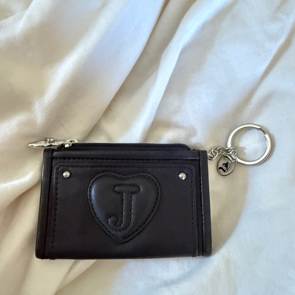 Juicy couture Black leather Card Holder with Heart Detail